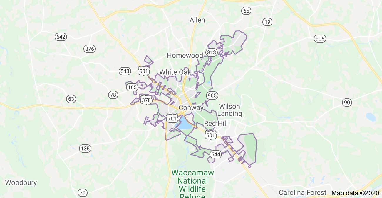 Conway South Carolina 29566 Map