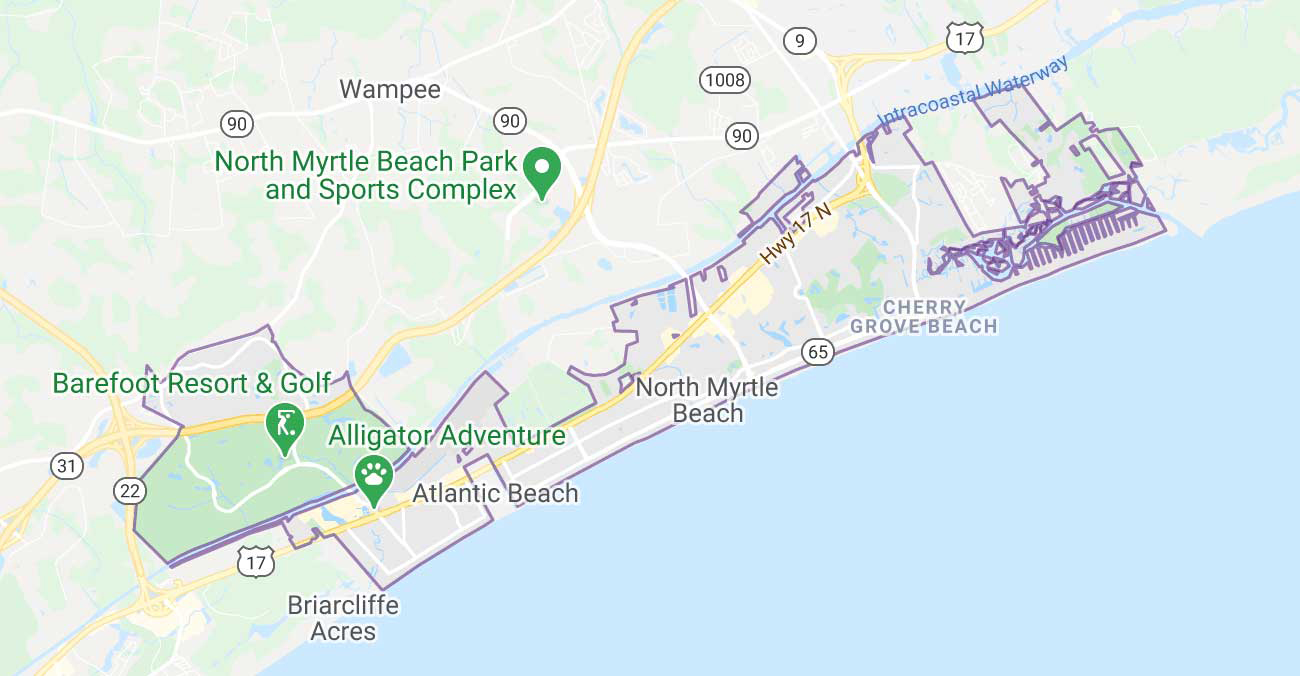 North Myrtle Beach South Carolina 29597 Map